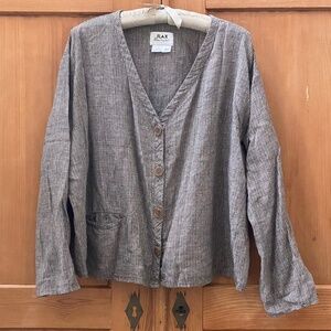 Flax Cardigan in 100% linen Dark Weave Sz L